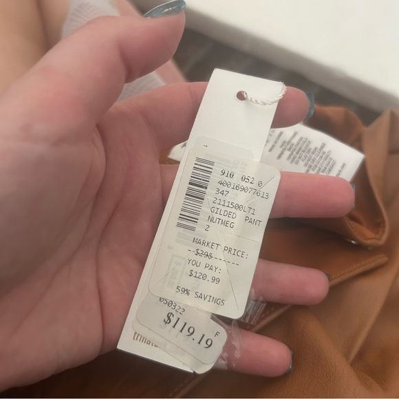 Trina Turk NWT cuffed faux leather pants nutmeg camel - Picture 13 of 15